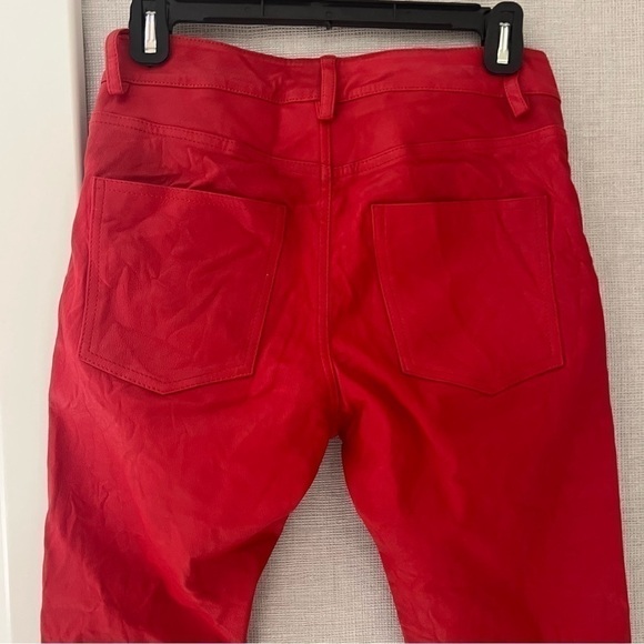 Zadig and Voltaire Phlame Pants Crinkled Leather in Red- Size 36; Like New - Picture 8 of 13